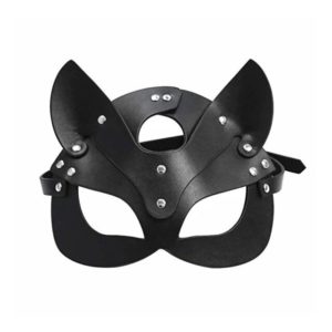 Masque Renard/chat Noir Cuir PU