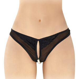 String ouvert avec perles Sophie - noir