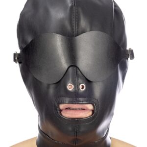 Cagoule simili cuir avec bandeau amovible - Fetish Tentation