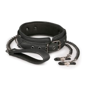 Collier cuir avec chaînes de seins - Easytoys Fetish Collection