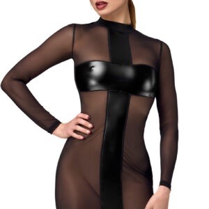 Mini robe tulle et wetlook Crossfire F369 - Noir Handmade