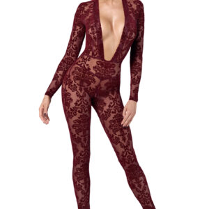 Combinaison en tulle floqué Kink Royal F382 - Noir Handmade