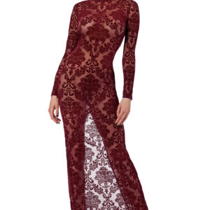 Robe fendue en tulle floqué Kink Royal F383 - Noir Handmade