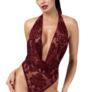 Body en tulle floqué Kink Royal F386 - Noir Handmade
